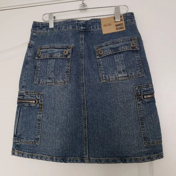 Stretch Jean skirt by BONGO Authentic denim skirt SIZE 3 military  style - Picture 10 of 11